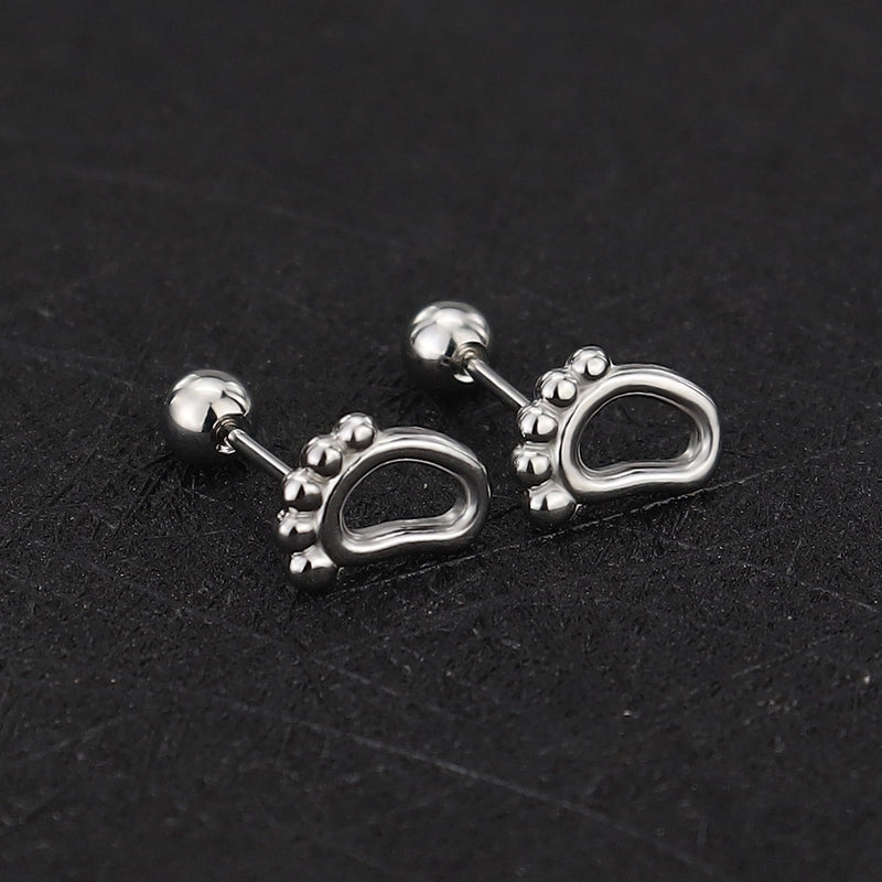 1 Piece Cute Minimalist Geometric Animal Crown Plating Titanium Steel Ear Studs