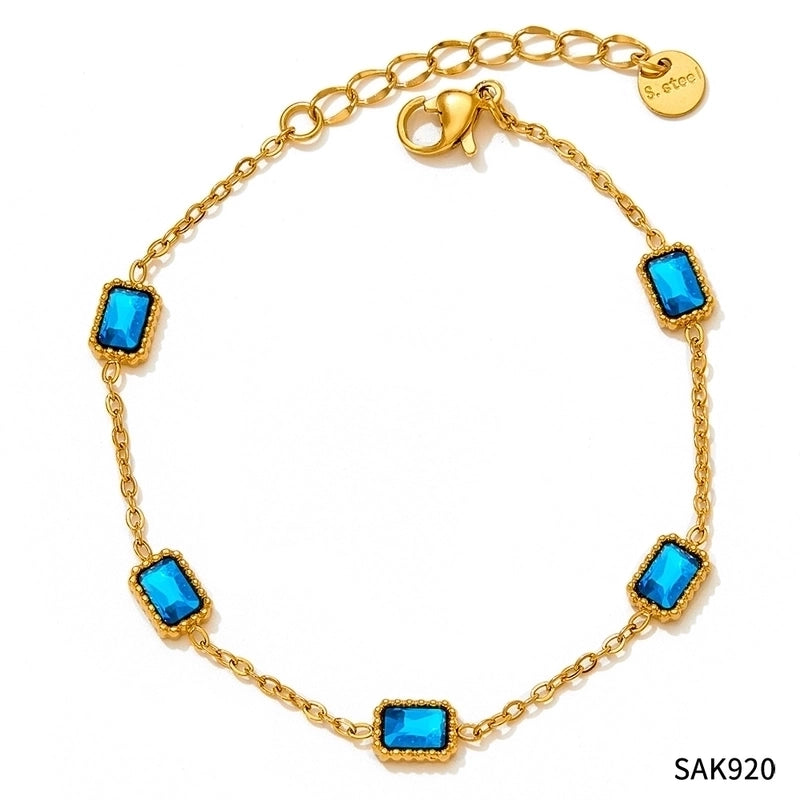 2 Pieces IG Style Modern Style Square Solid Color 304 Stainless Steel 16K Gold Plated White Gold Plated Gold Plated Zircon Bracelets In Bulk