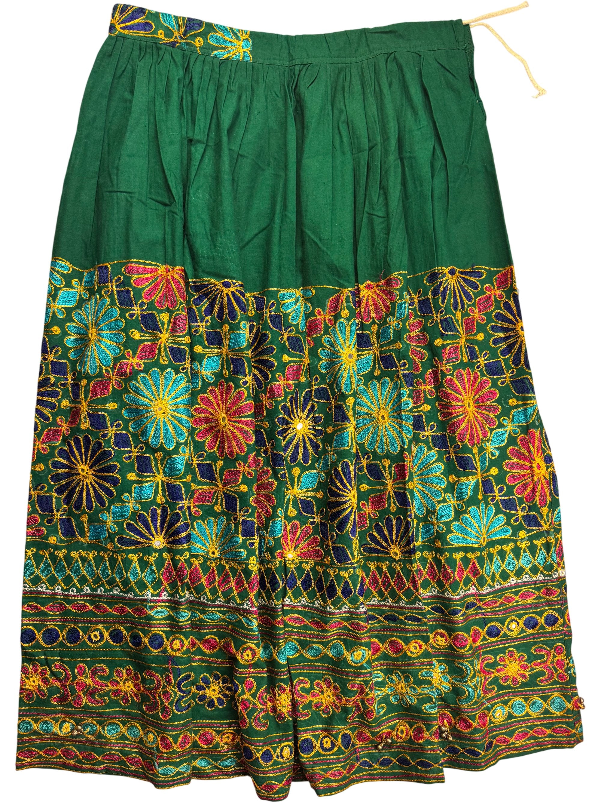 Vintage Green Floral Embroidered Skirt