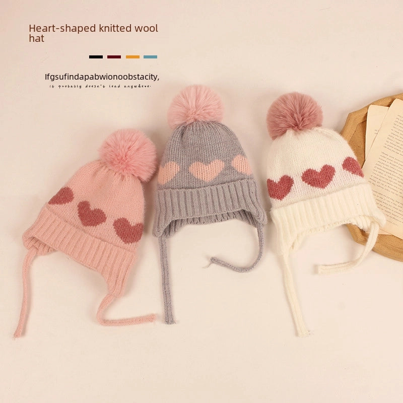 Baby Hat Baby Children's Autumn And Winter Thickened Wool Hat Boys And Girls Korean Fashion Winter Cute Knitted Hat