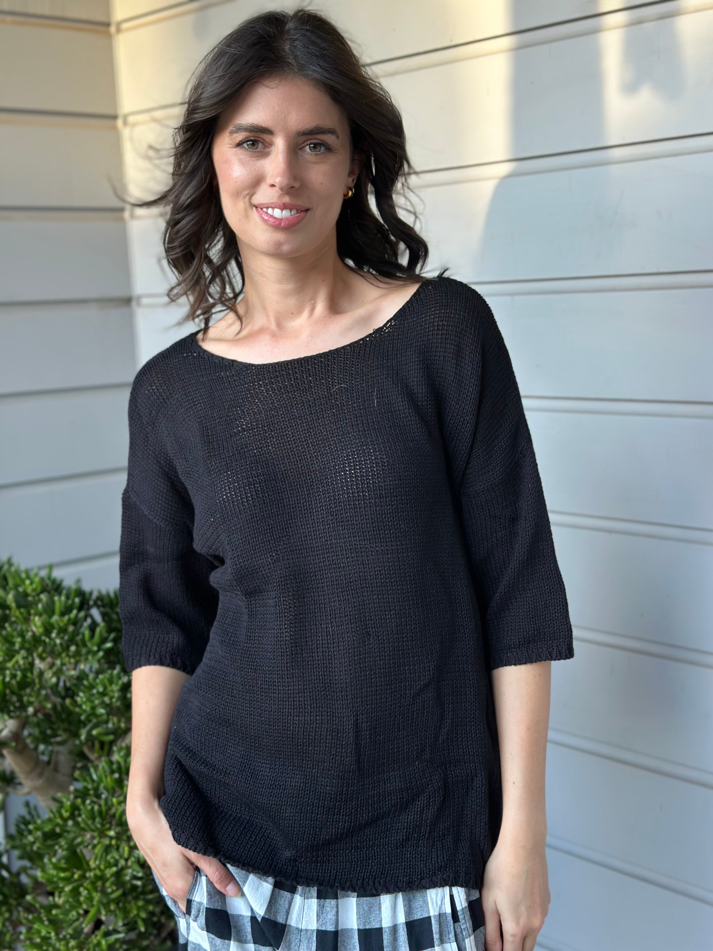 top-black cotton knit