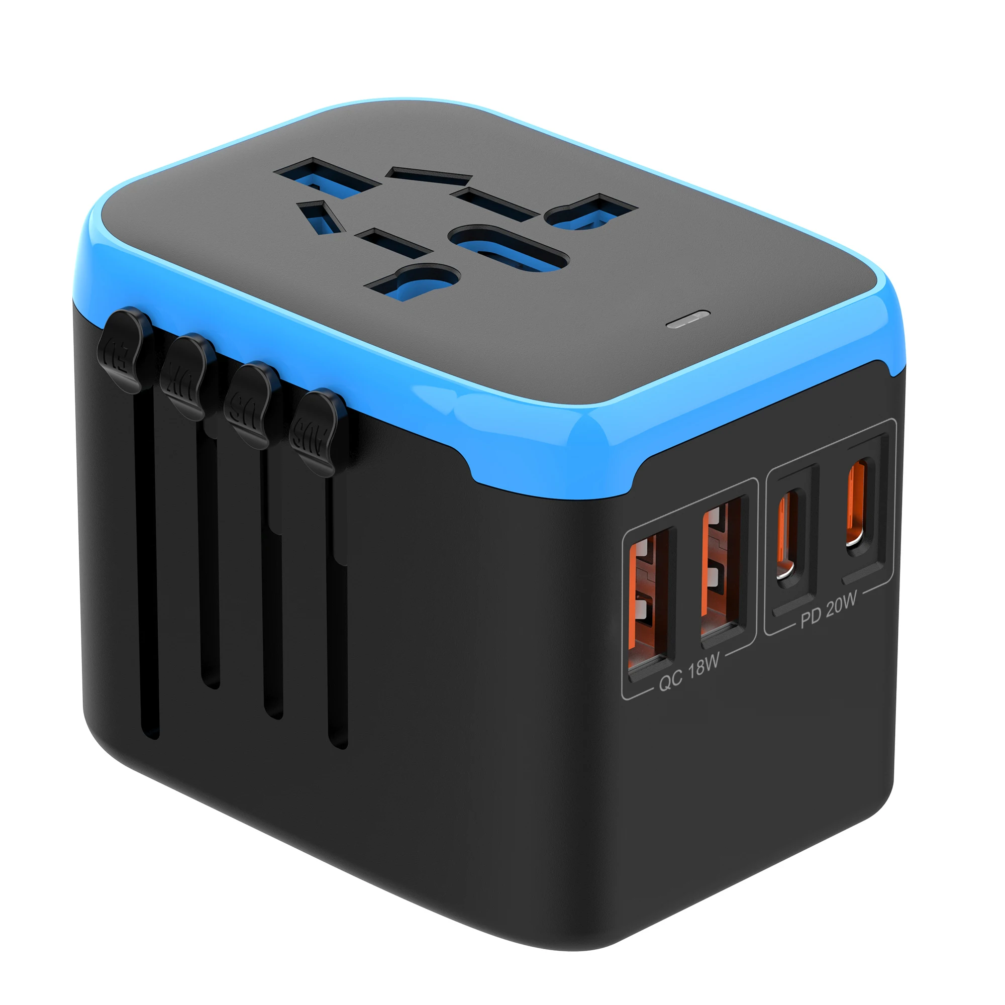 All in One Universal Travel Plug Adapter with Dual USB A and C Ports Worldwide Compatible with USA EU UK AUS Socket