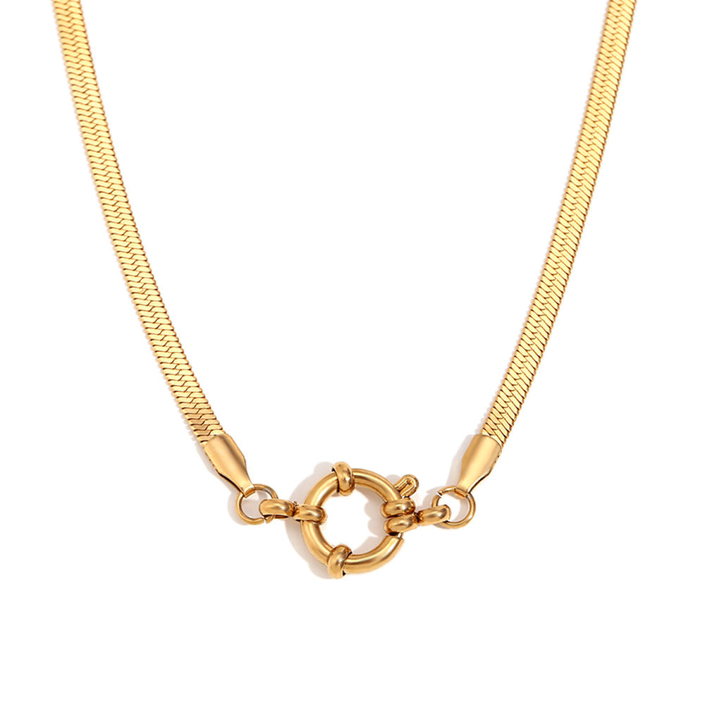 Minimalist Round Stripe Geometric Stainless Steel 18K Gold Plated Necklaces