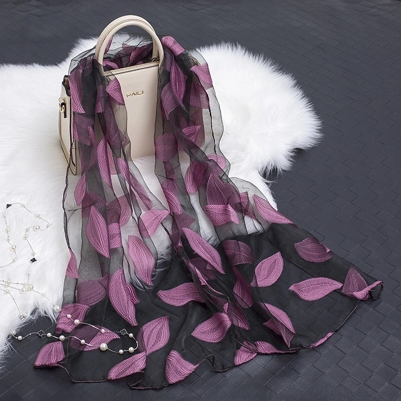 Women's Minimalist Color Block Organza Scarf