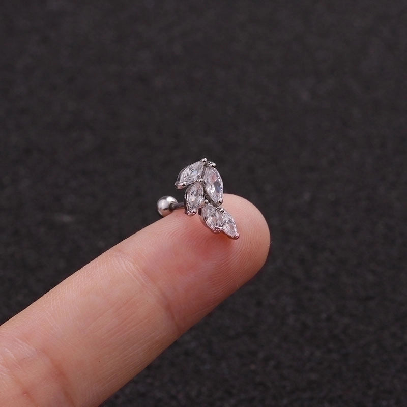 Minimalist Triangle Round Water Droplets Stainless Steel Copper Inlaid Zircon Ear Studs 1 Piece