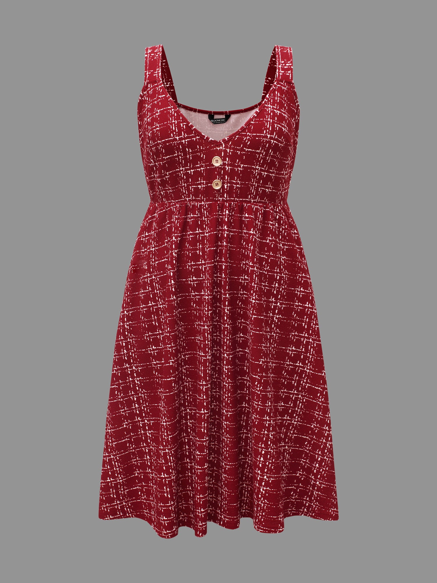 Plaid Cami Front Button Midi Dress