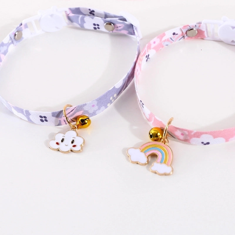 Pet Collar Cloud Rainbow Adjustable Bell Safety Buckle Cat Dog Collar