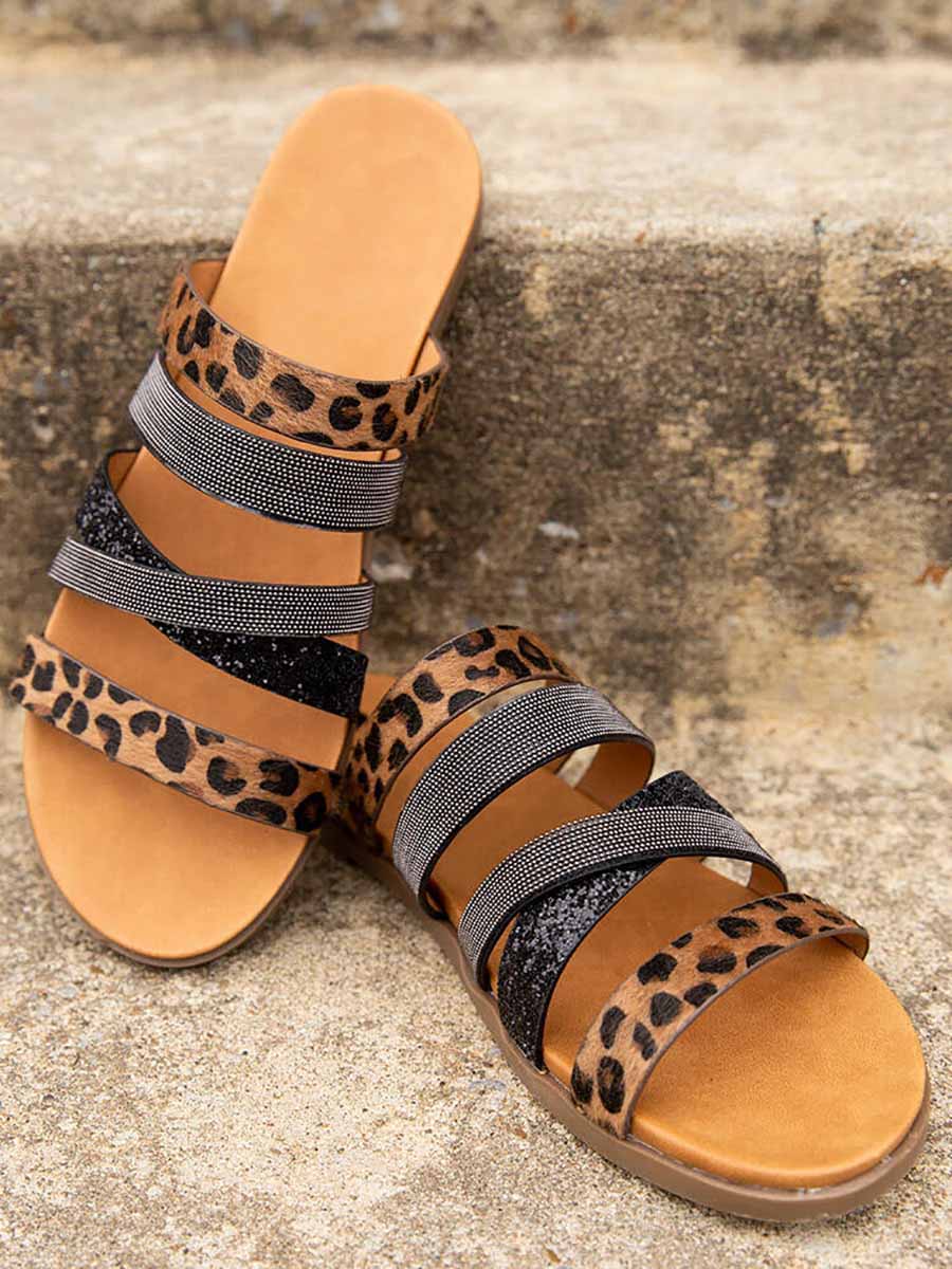 Flat Leopard Print Sandals