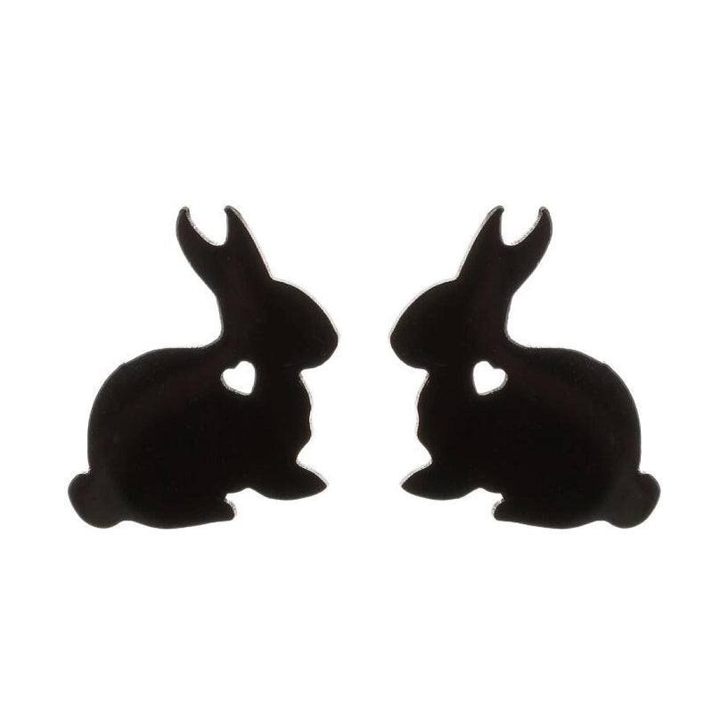 Minimalist Animal Stainless Steel Plating Hollow Out Ear Studs 1 Pair