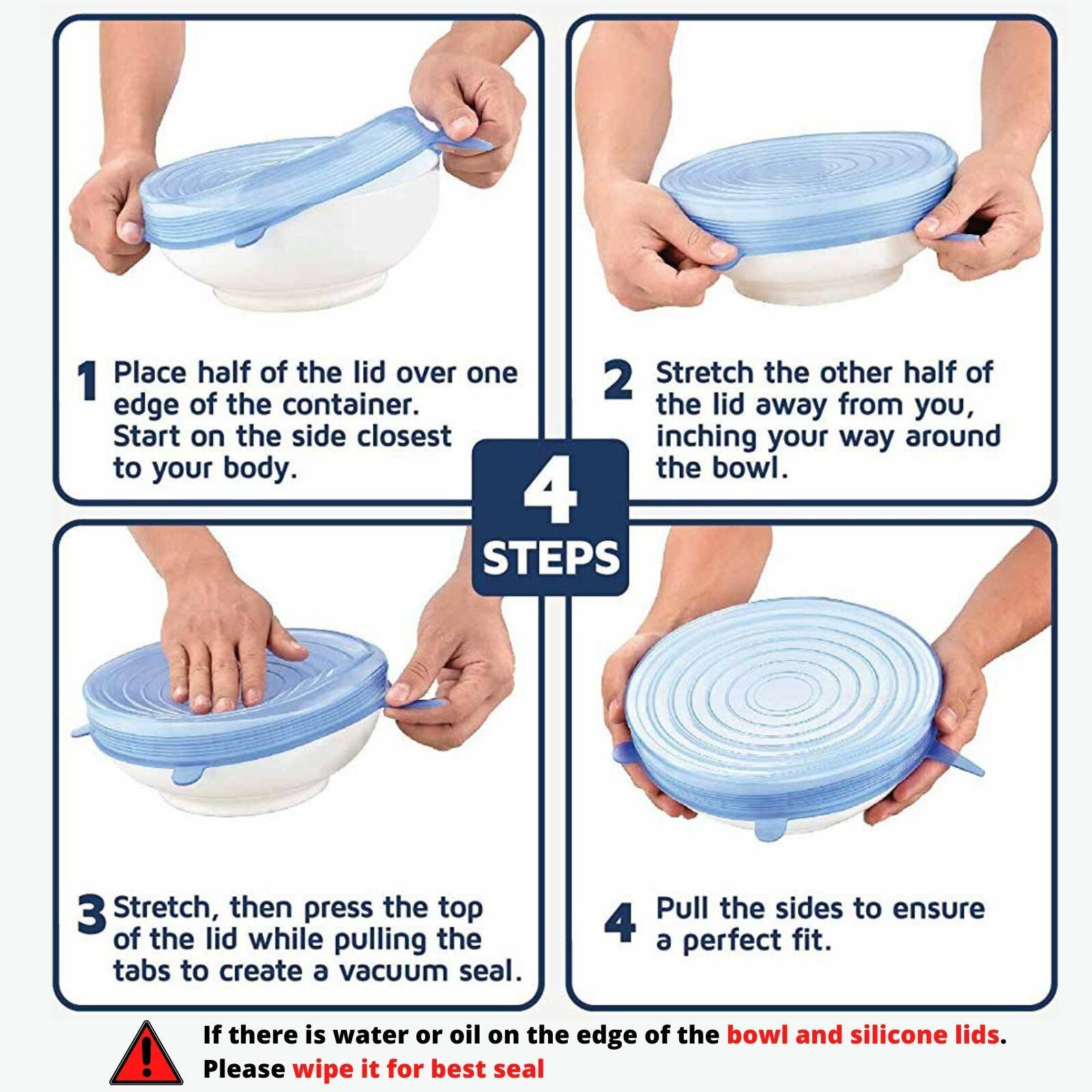 6 Reusable Food Silicone Packaging Lids