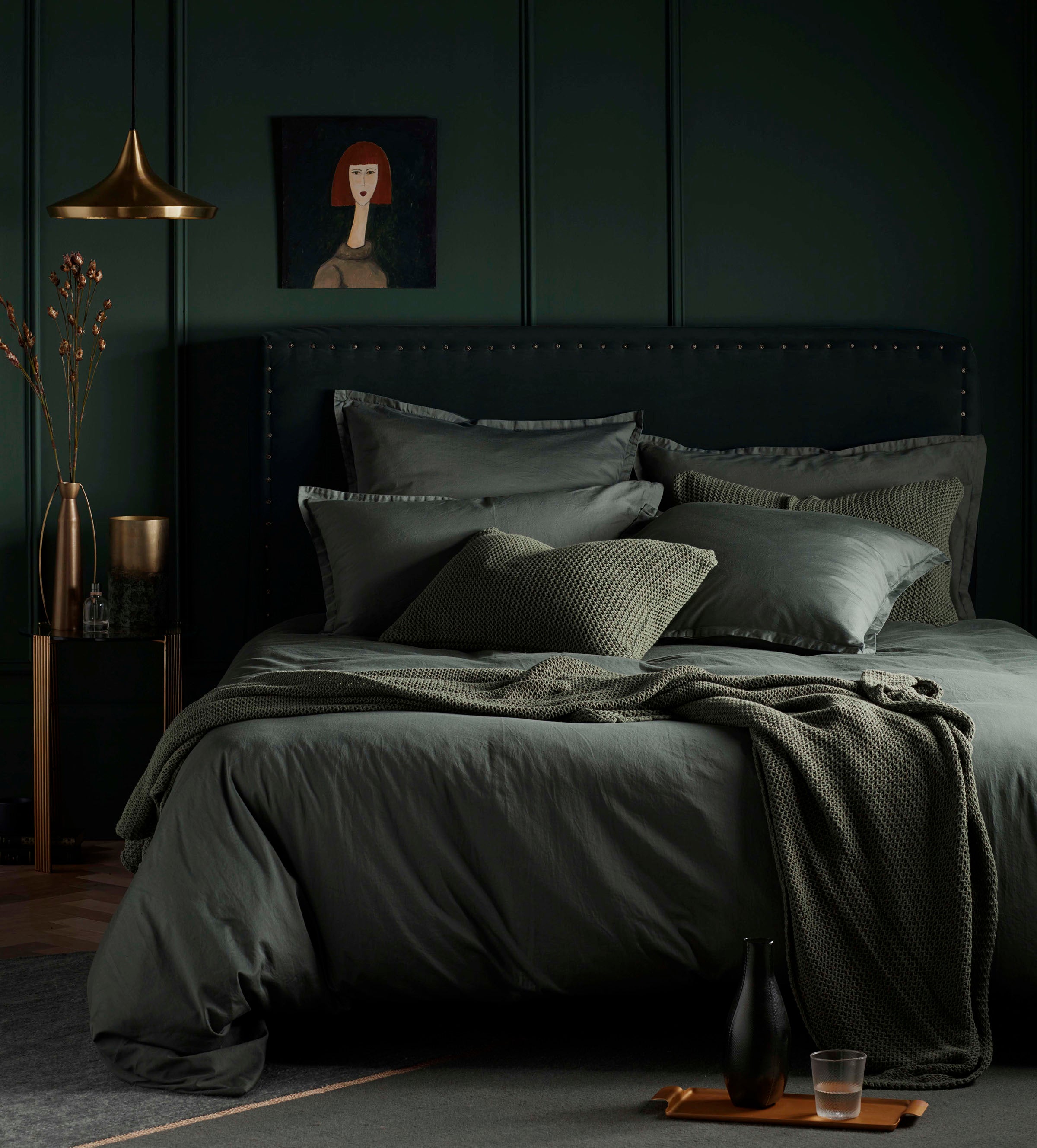 Olive Green Big Waffle 100% Cotton Throw