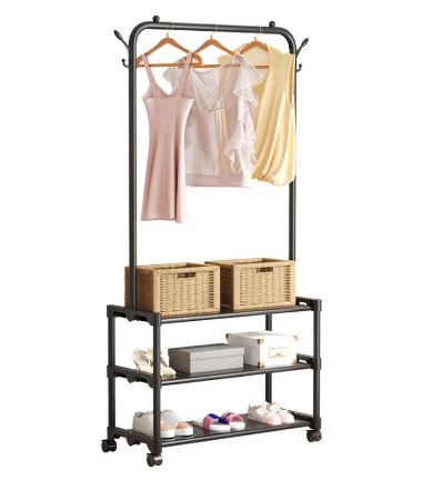 Floor Hanger For Clothes. Shoe Rack. Shirt. Coat. Hat. Scarf. High Heels. Sundries Storage. Bedroom Organizer