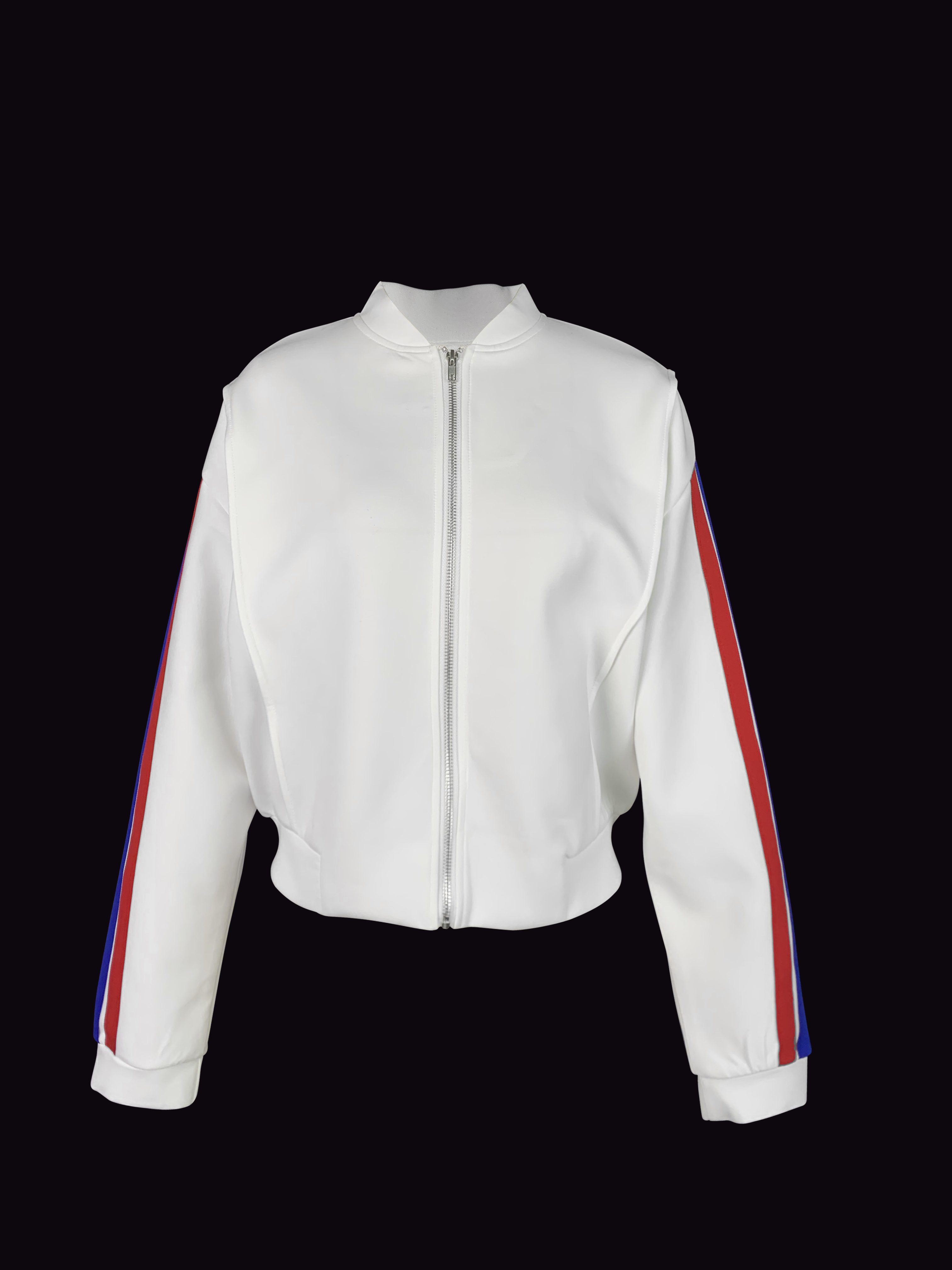 Long Sleeves Loose Striped Zipper Outerwear