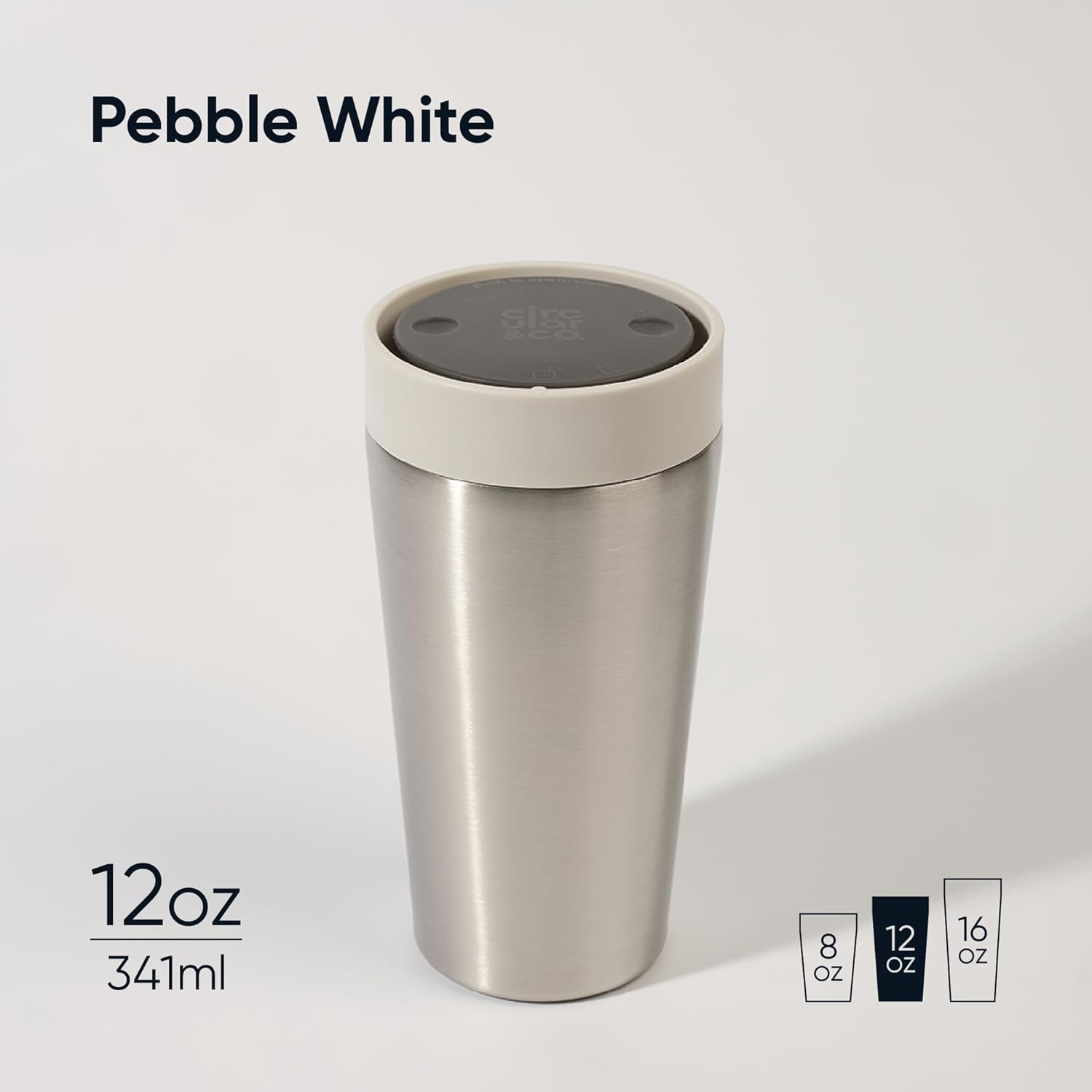 Circular & Co Thermal Stainless Steel Travel Mug - 8oz/227ml - Insulated Reusable Coffee Cup - 100% Leakproof & Lockable - 6 Hours Hot/Cold - Push Top, One Hand Open, 360 Drinking Coffee Tumbler