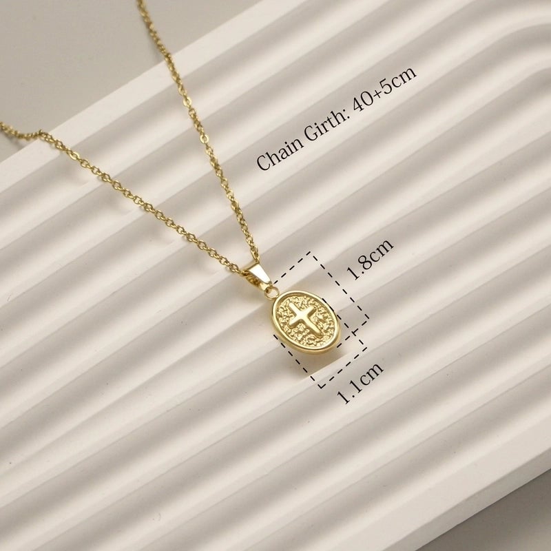 IG Style Retro Moon Heart Shape Flower 304 Stainless Steel 18K Gold Plated Pendant Necklace