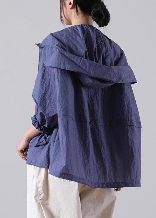 French Purple Low High UPF 50+ Coat Jacket Summer Hoodie Coat