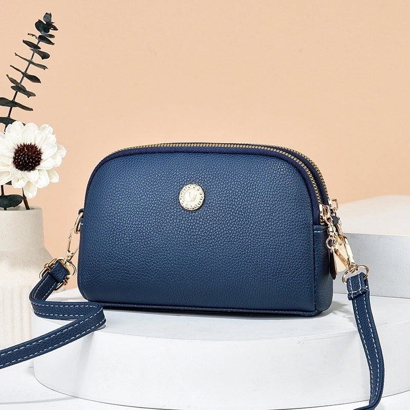Women's Small All Seasons Pu Leather Plaid Classic Style Square Zipper Shoulder Bag