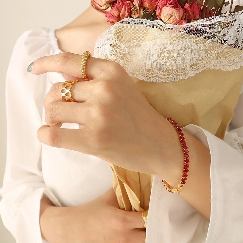 Fashion 304 Stainless Steel Zircon 18K Gold Plated Plating