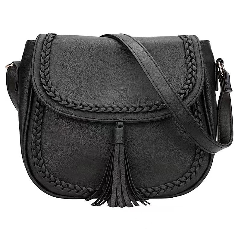 Women's Pu Leather Solid Color Classic Style Shell Zipper Shoulder Bag Saddle Bag