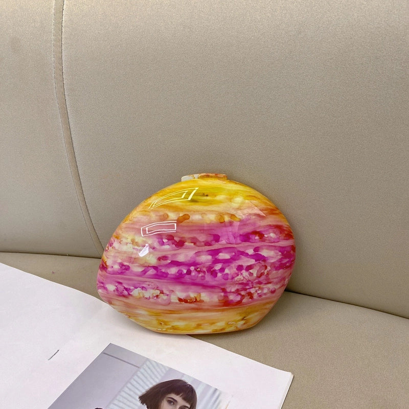 Pink Peach Color Rose Red Arylic Marble Shell Evening Bags