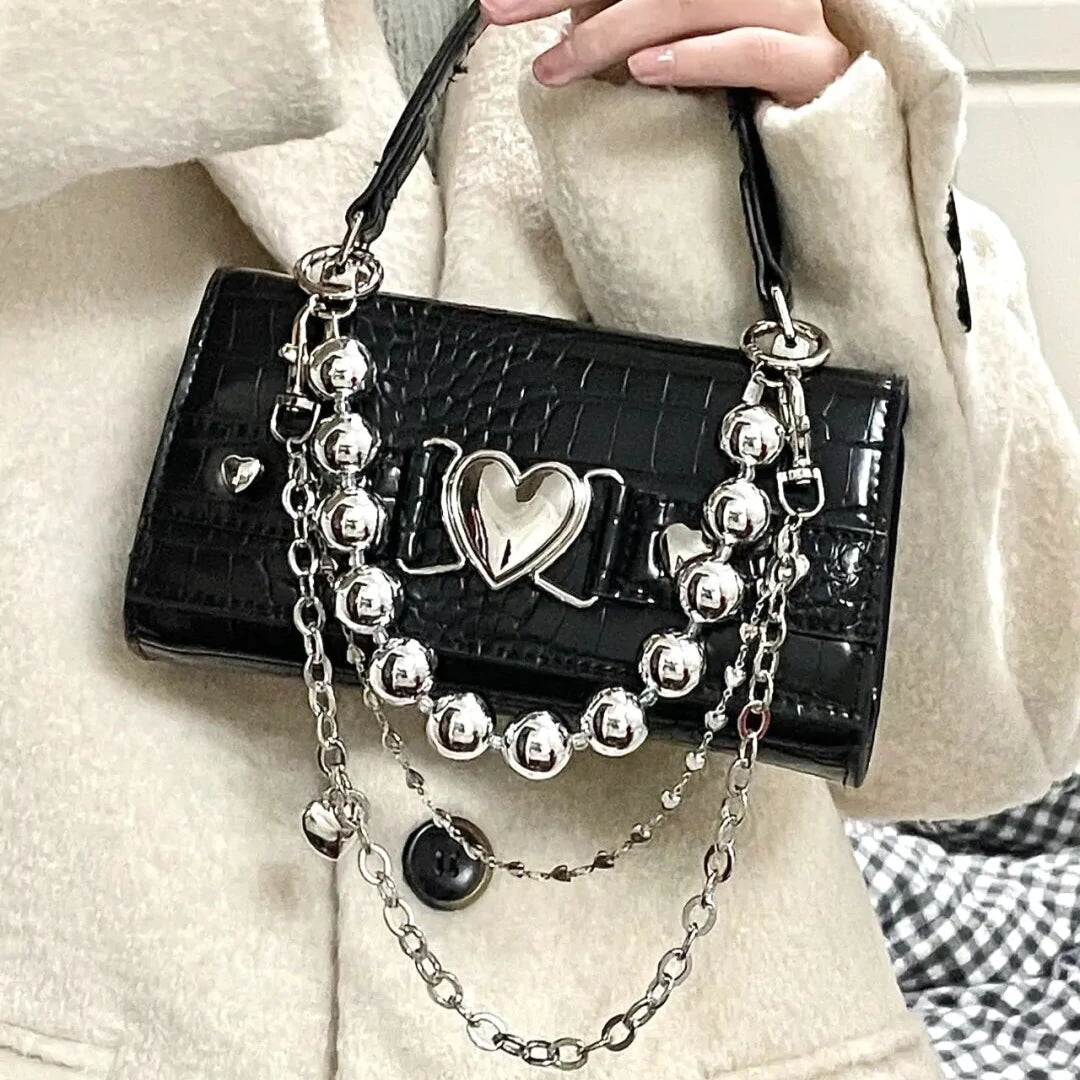 LOVE LEATHER CHAIN BAG  KF90265