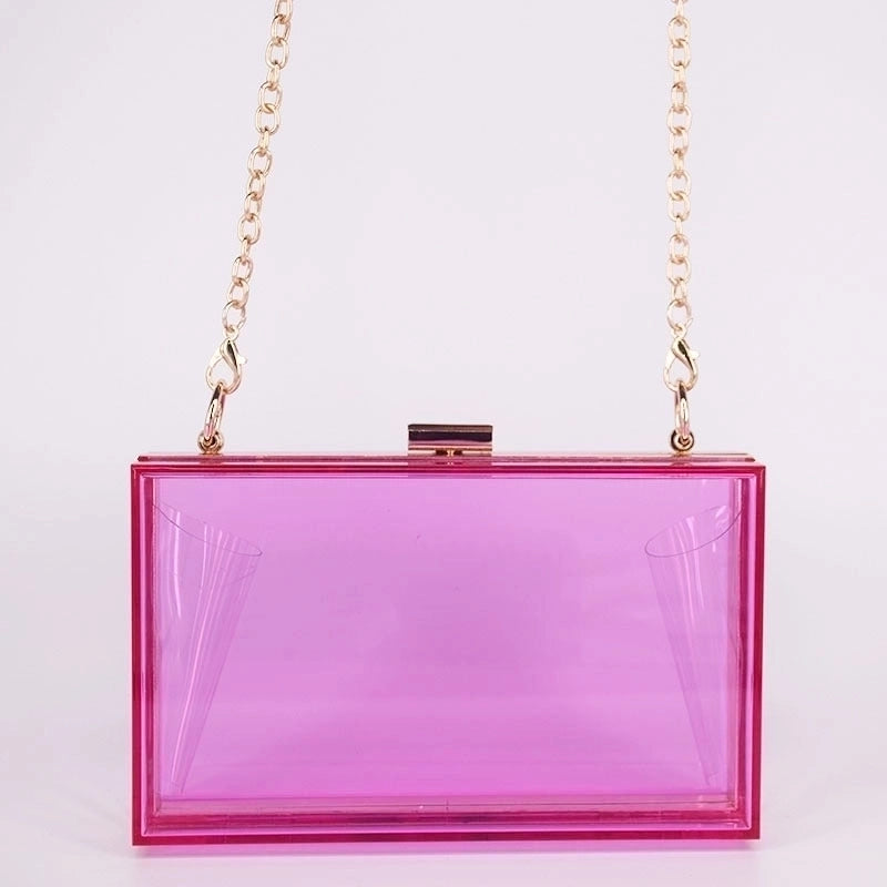 Black Transparent Pink Arylic Solid Color Square Evening Bags