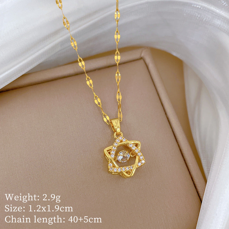 Copper Micro-Inlaid Cross Fashionable And Gorgeous Full Diamond Necklace For Women All-Match Clavicle Chain Titanium Steel