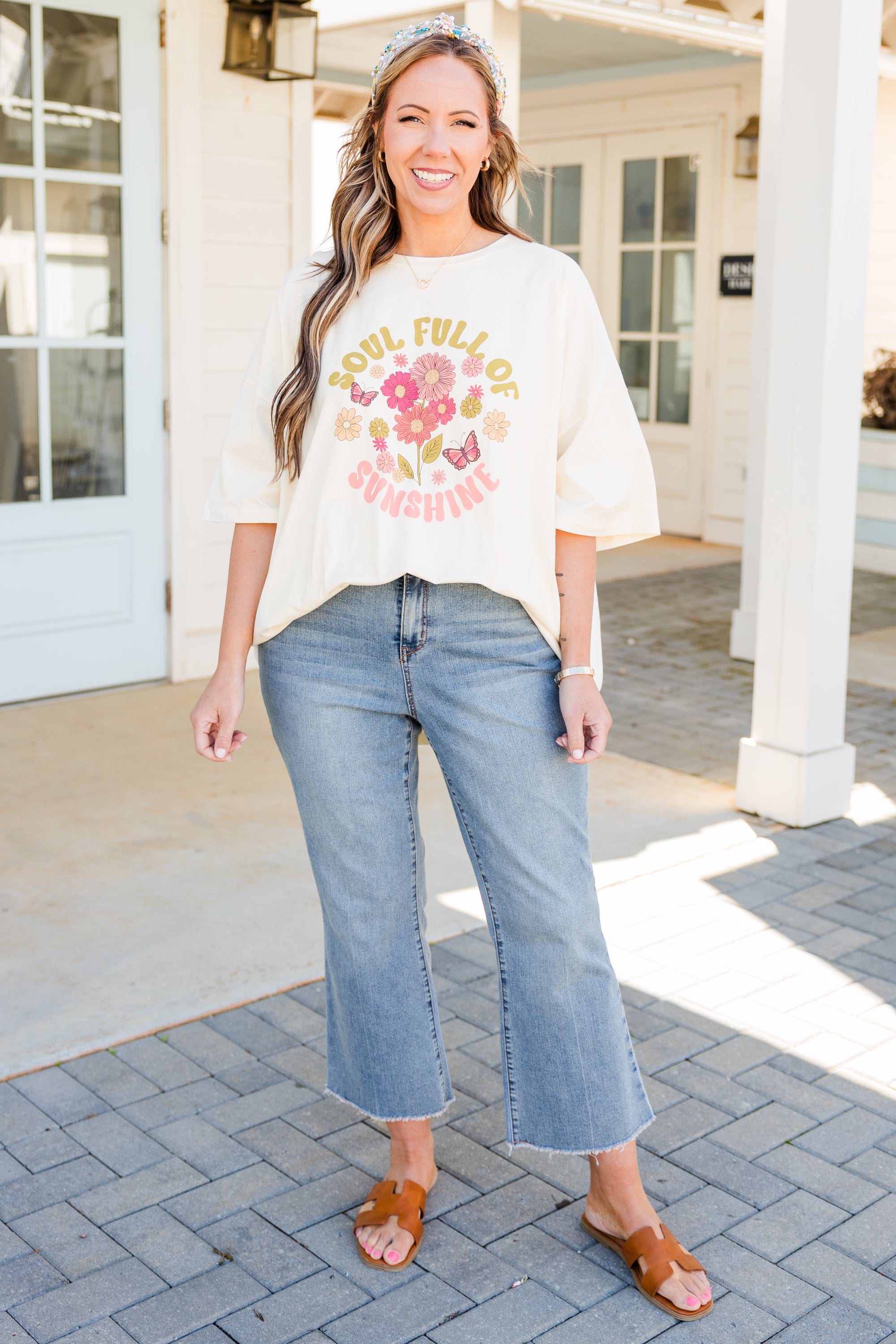 Soulful Sunshine Boyfriend Tee. Ivory