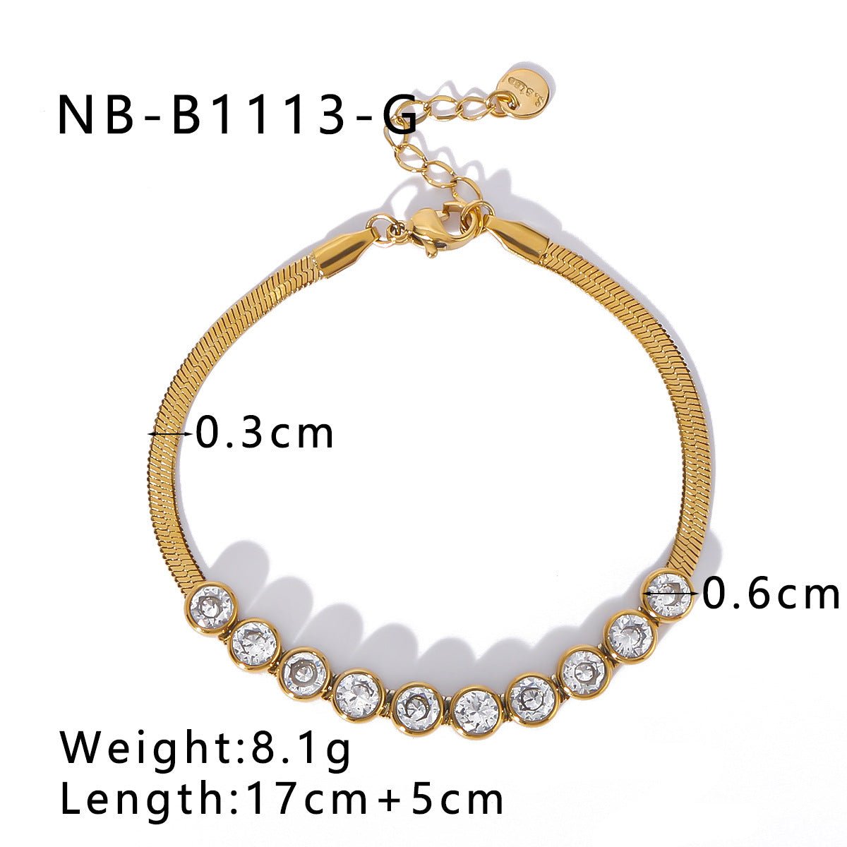 Ins Stainless Steel Zircon Pearl Bracelet C-Shaped Wave Line Open Gold-Plated Bracelet Design Female