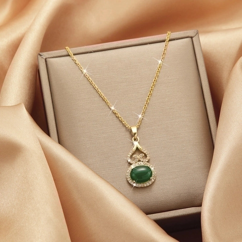 3 Pieces Lady Heart Shape Flower Titanium Steel Plating Inlay Zircon Gold Plated Pendant Necklace