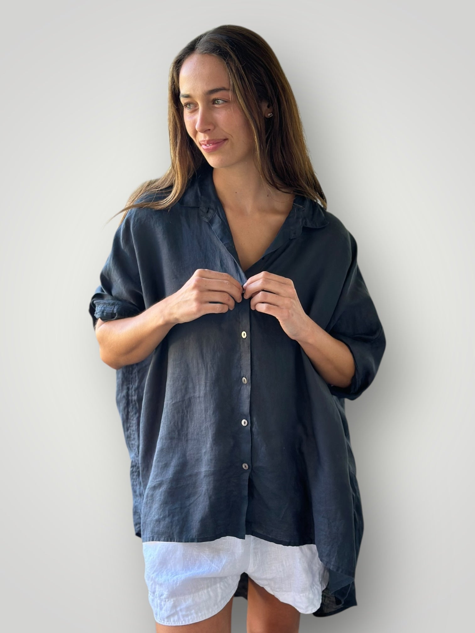 issey shirt - charcoal linen