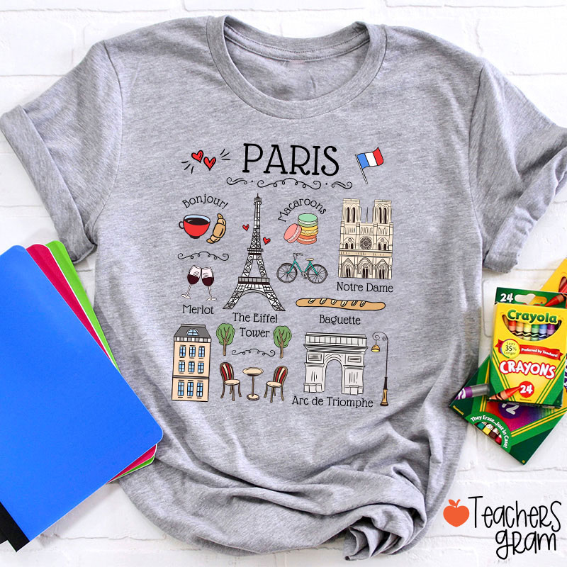 Eiffel Tower French Landmarks French Teacher T-Shirt