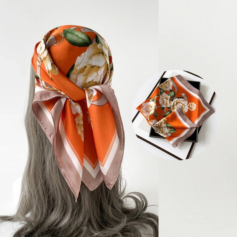 Women's Casual Hip-Hop Sports Paisley Satin Printing And Dyeing Silk Scarf