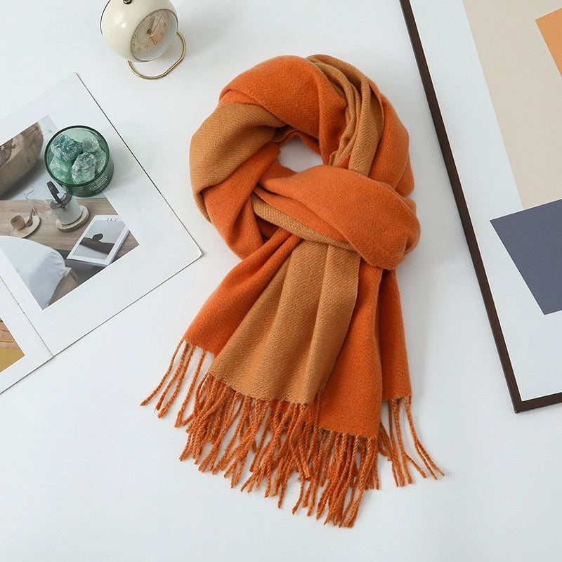 Cashmere Scarf Women's Winter Hot Imitation Cashmere Scarf Men's Shawl  Thickened Double-sided Wool Scarf