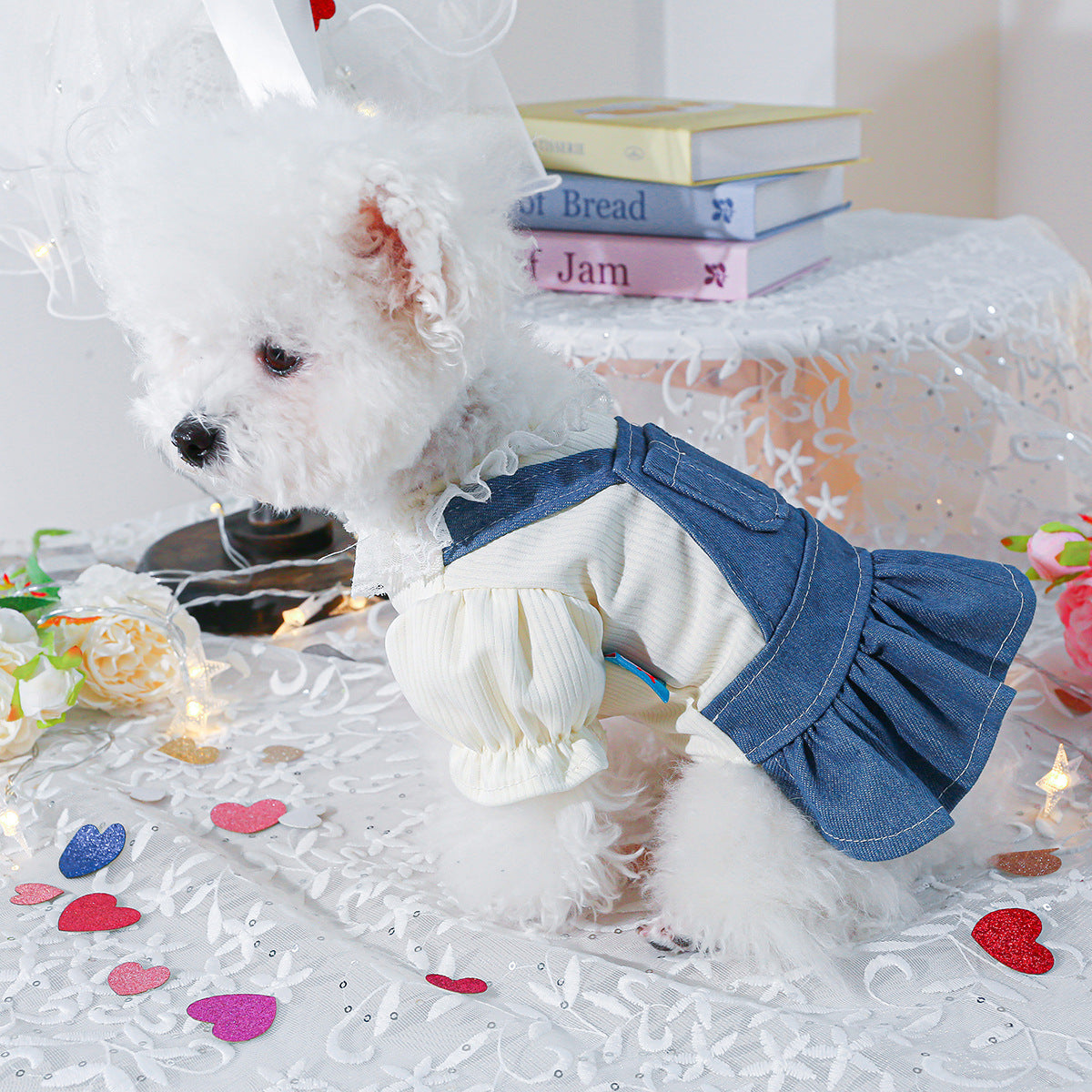 Heart Tag Denim Dog Jumpsuits/Dress