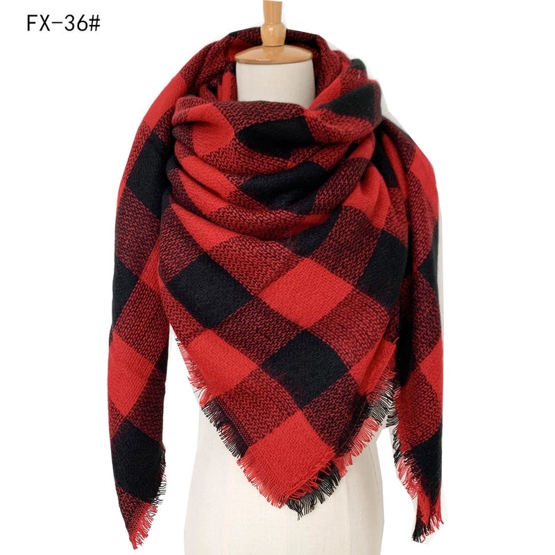 Autumn And Winter New Scarf Cashmere Acrylic Black Beige Plaid Square Scarf Women's Shawl