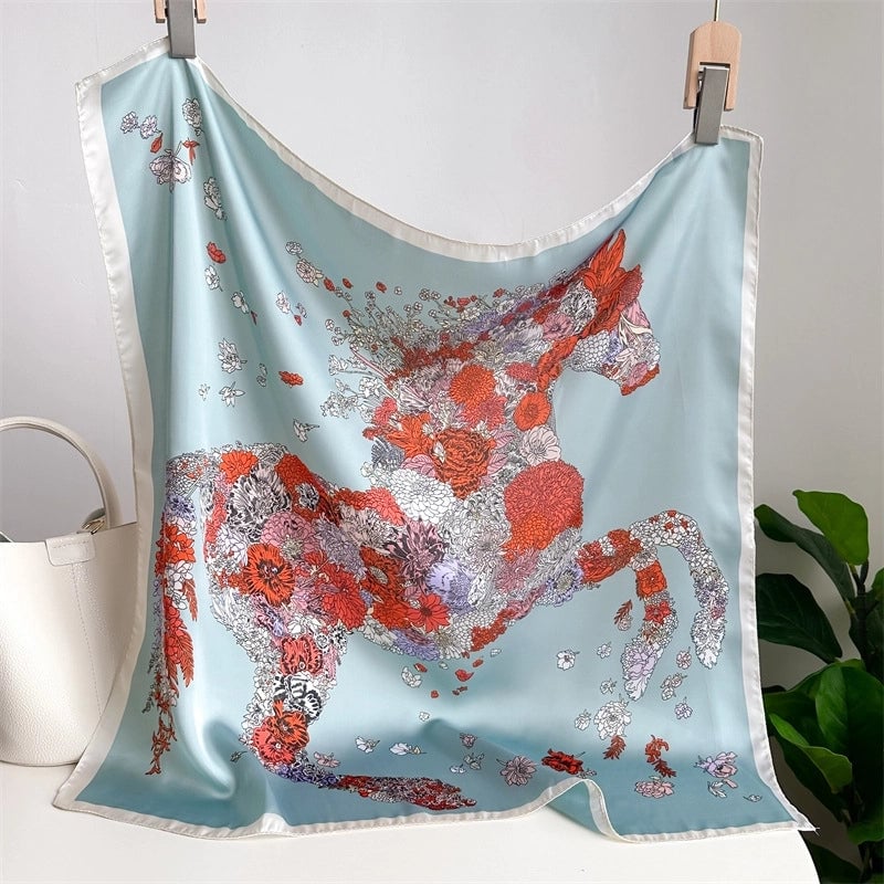 Unisex Casual Minimalist Stripe Flower Polyester Satin Printing Silk Scarf