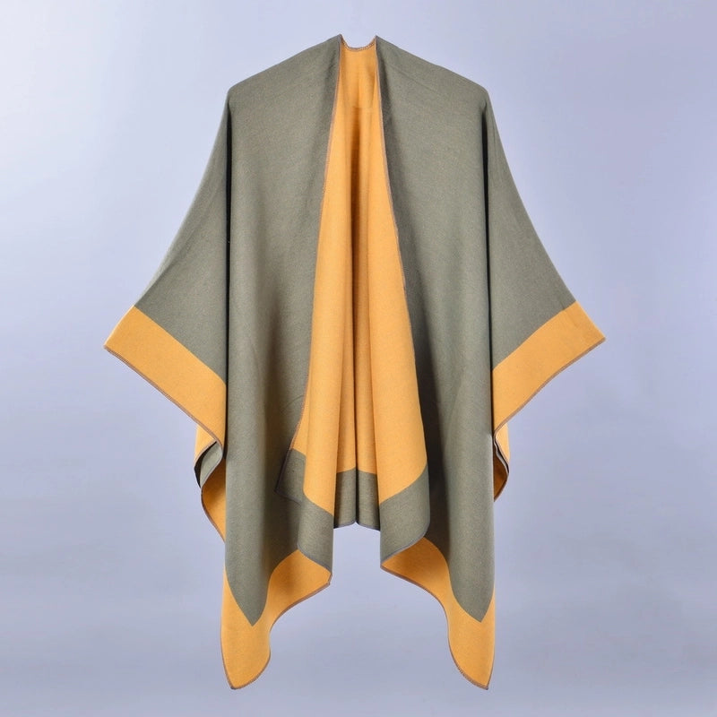 Women's Casual Color Block Imitation Cashmere Shawl
