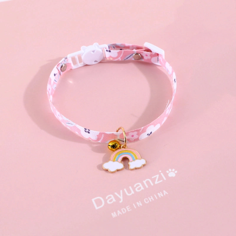 Pet Collar Cloud Rainbow Adjustable Bell Safety Buckle Cat Dog Collar