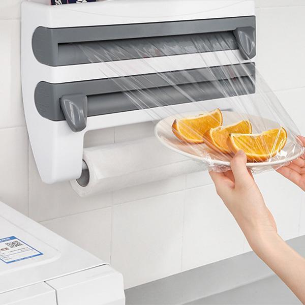 Multifunction Film Storage Rack Cutter for Kitchen