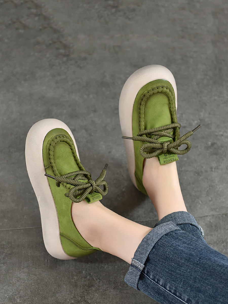 Women Summer Leather Spliced Strap Platform Shoes