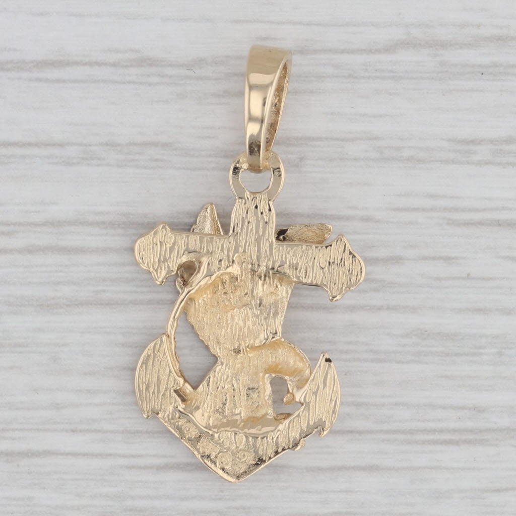 Eagle Anchor Pendant 14k Yellow Gold Nautical Patriotic