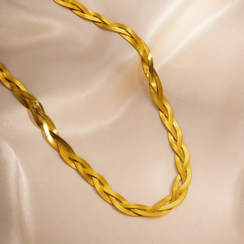 304 Stainless Steel 18K Gold Plated IG Style Modern Style Classic Style Solid Color Necklace