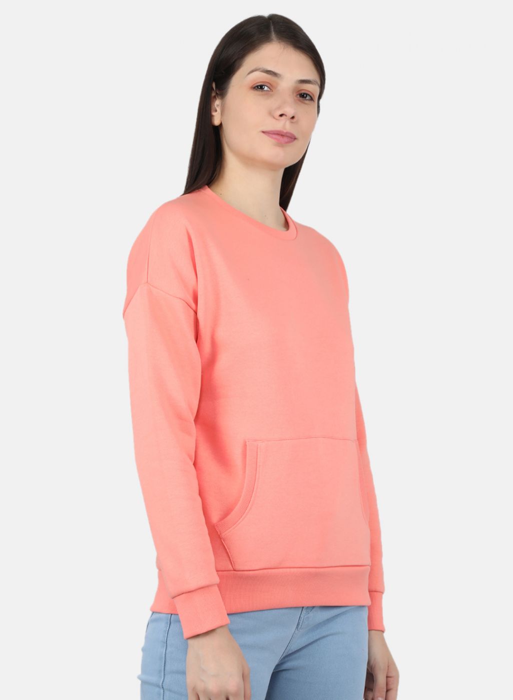 Women Pink Solid Sweatshirt