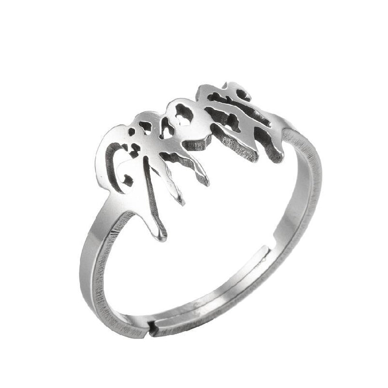 Fashion Letter 201 Stainless Steel 18K Gold Plated Hollow Out Rings
