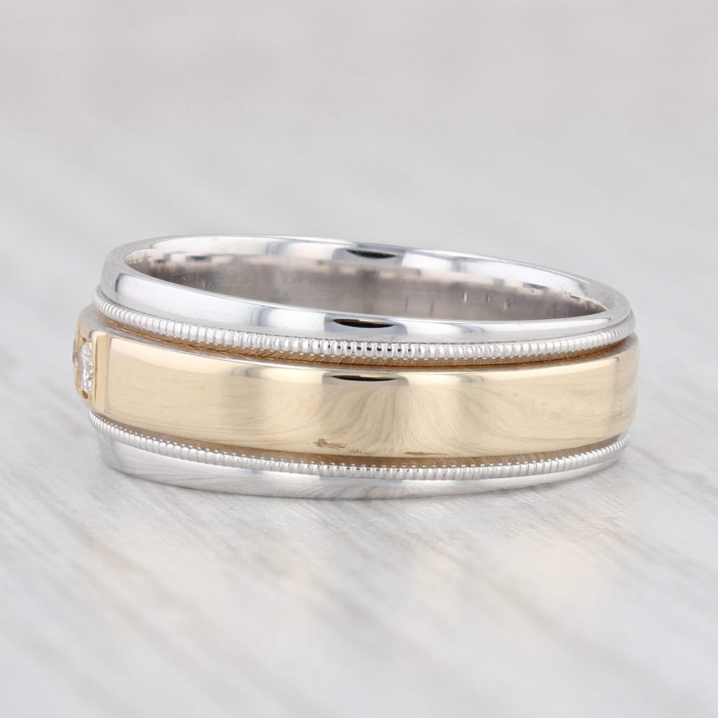 0.12ctw Diamond Ring 14k Yellow White Gold Wedding Band Size 7.5 Stackable