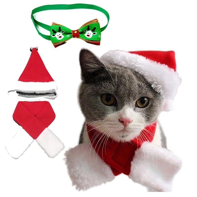 Double-Sided Velvet Christmas Bow Knot Pet Hat Pet Accessories
