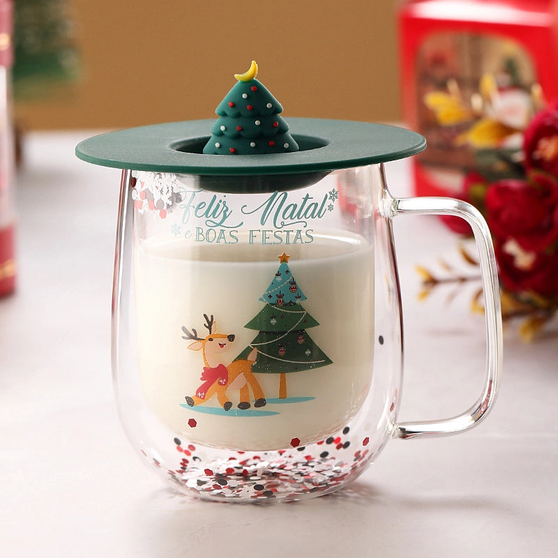 Christmas Casual Vacation Cartoon Borosilicate Glass Water Bottles 1 Piece