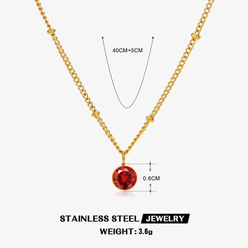 316 Stainless Steel  18K Gold Plated Minimalist Classic Style Plating Inlay Solid Color Artificial Rhinestones Pendant Necklace