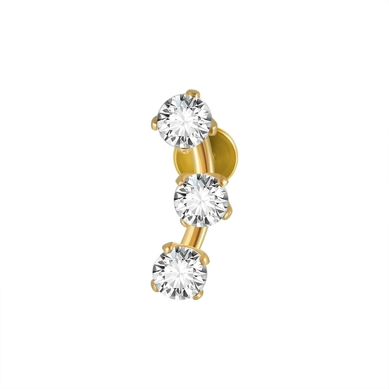 2 Pieces Ear Cartilage Rings & Studs Casual Vacation Minimalist Geometric Heart Shape 304 Stainless Steel Inlay Zircon 18K Gold Plated Lip Rings Ear Cartilage Rings & Studs